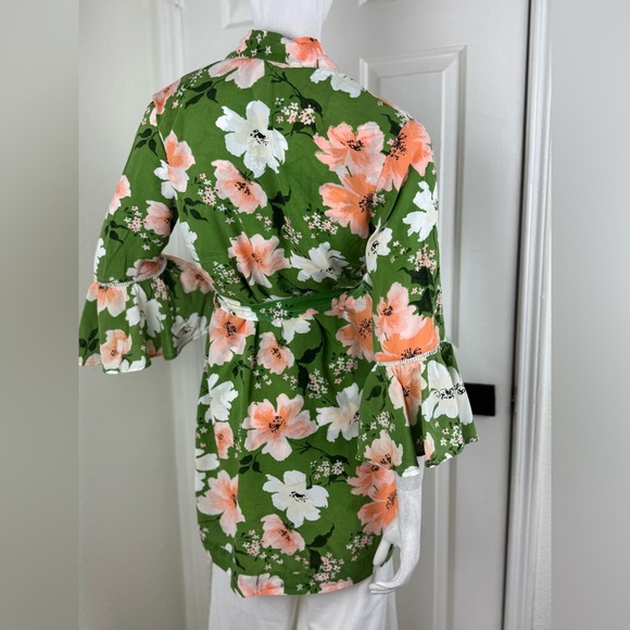 Gilligan and O'Malley Plush Multi-Colored Floral Belted SHORT Robe SZ XS. A33 - Picture 6 of 17